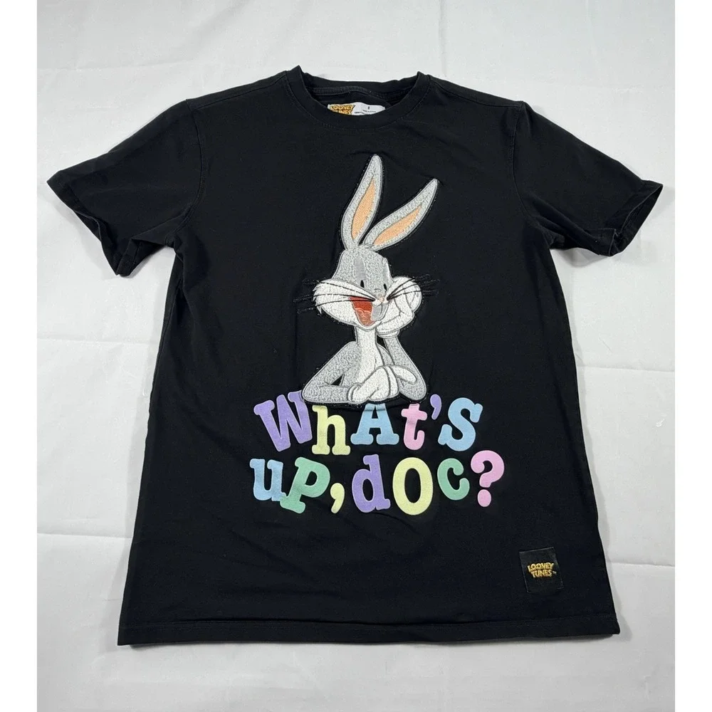 Looney Tunes Bugs Bunny Graphic Tee Retro Y2K Style Embroidery Cartoon Nostalgia